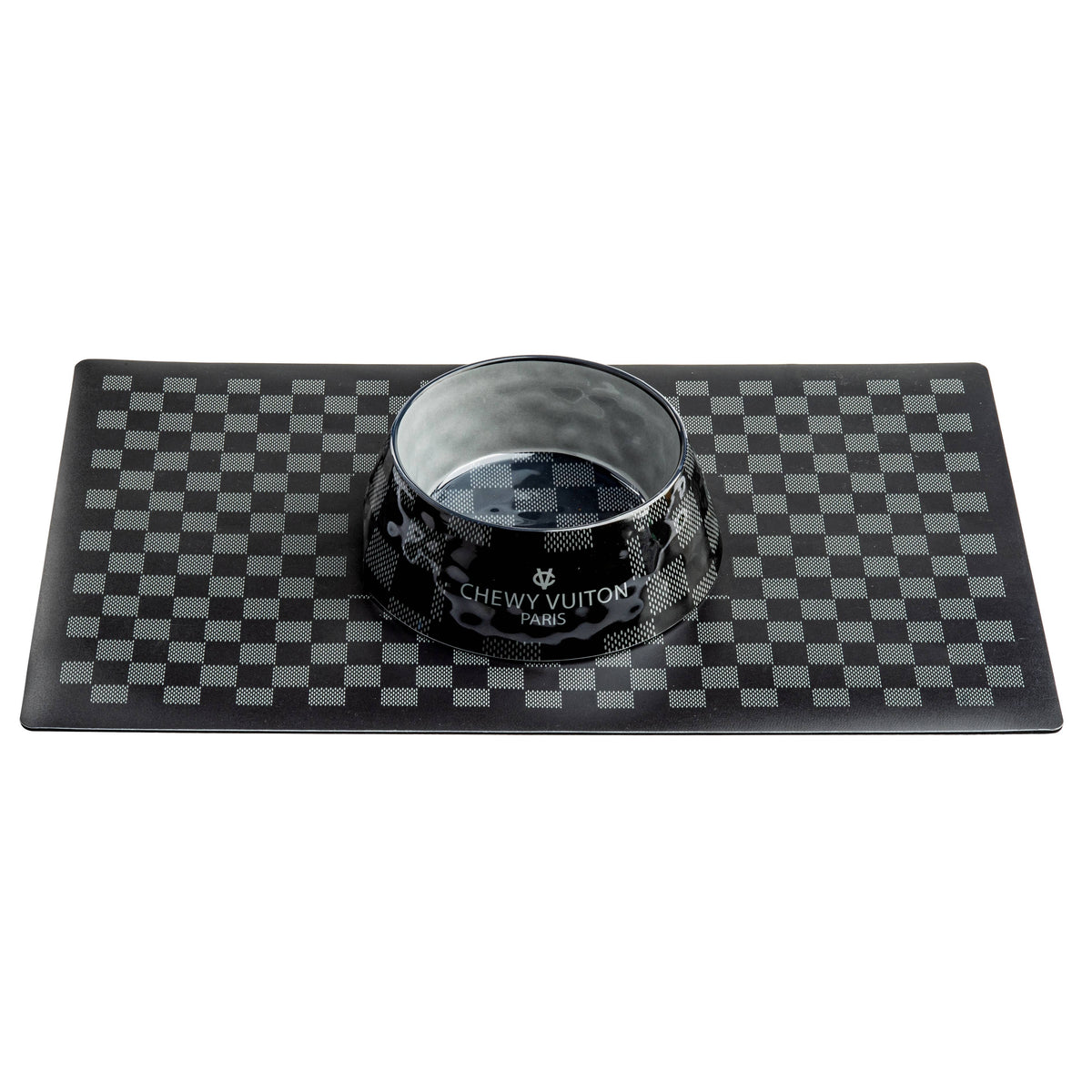 Haute Diggity Dog - Black Checker Chewy Vuiton Bowl