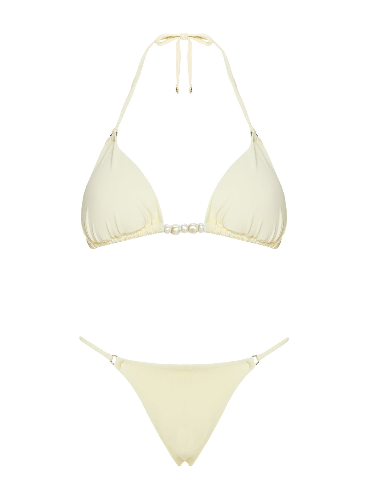 Adrah Beaded Triangle Bikini Top Yellow