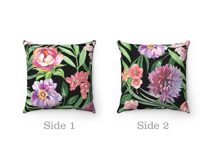 Black Floral Pillow - PIL362