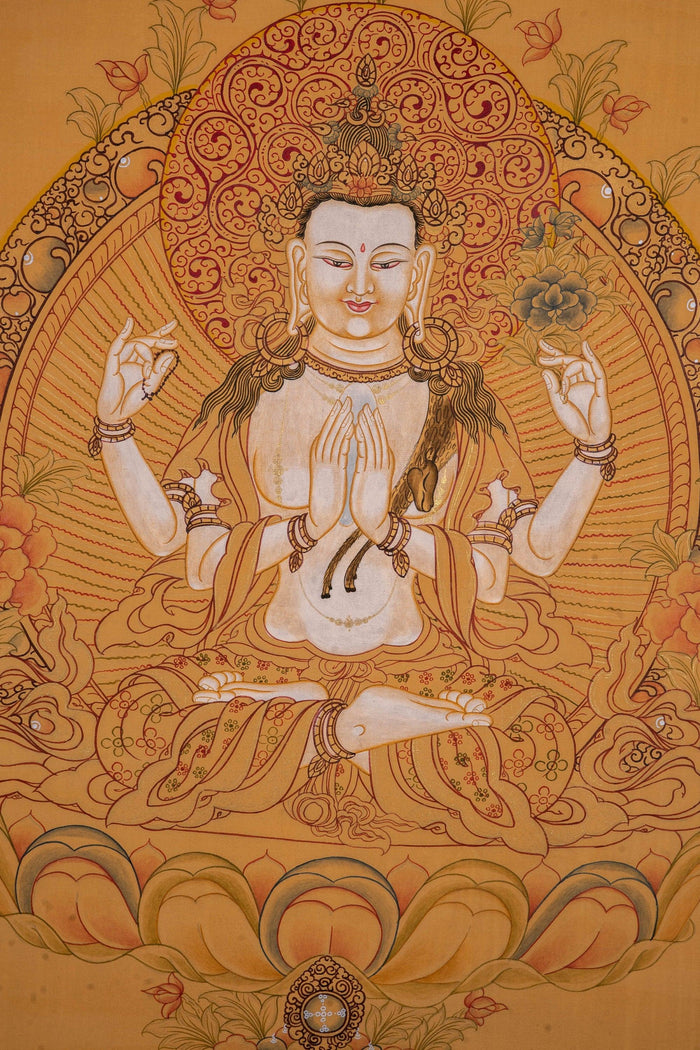 Chenrezig Thangka Painting - Himalayas Shop