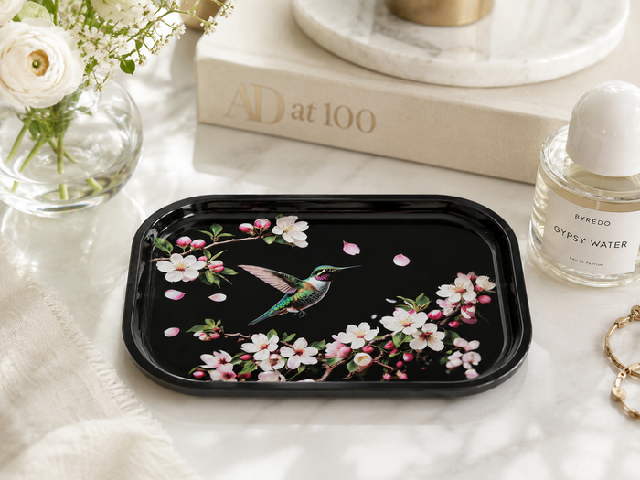 Curious Patterns - Hummingbird Blossoms Metal Tray