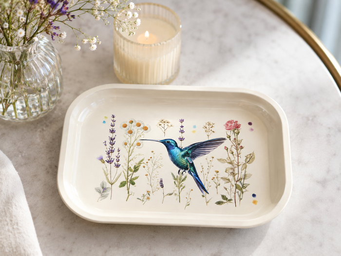 Curious Patterns - Hummingbird Herbarium Metal Tray