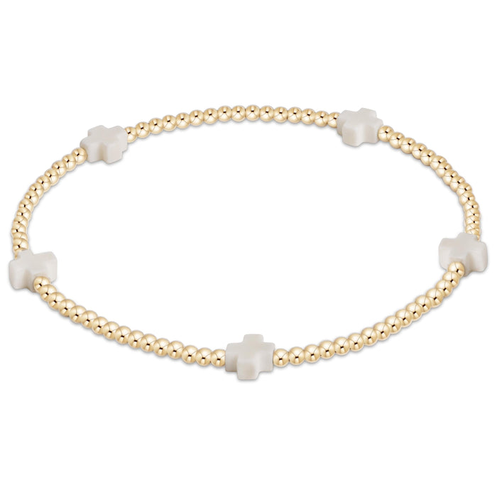enewton: Signature Cross Small 2mm Gold Bracelet - Off-White