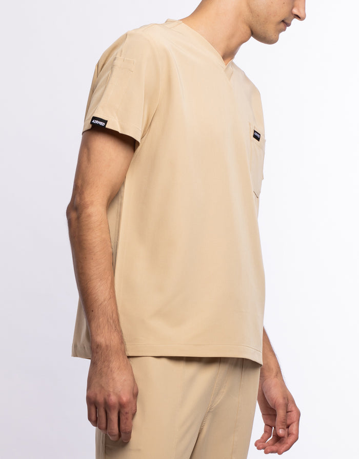 Essential V Neck Scrub Top - Warm Sand