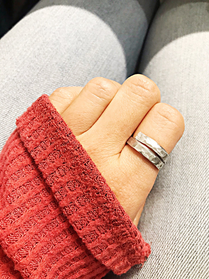Hammered Skinny Ring - Aluminum Silver One Size