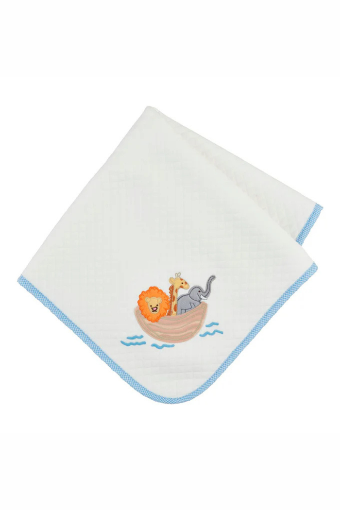 Mud Pie: Mud Pie Blue Noah's Ark Quilted Blanket