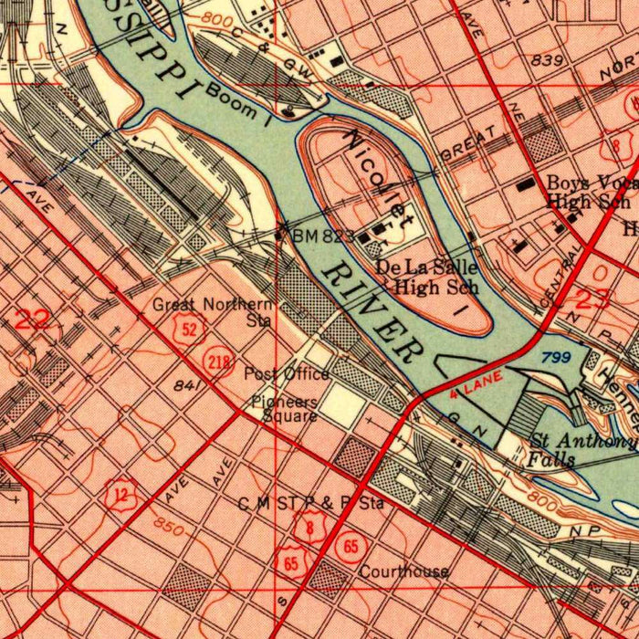 Old Map of Minneapolis, Minnesota by USGS, 1952 – Edina, Lake Calhoun & Lake Harriet
