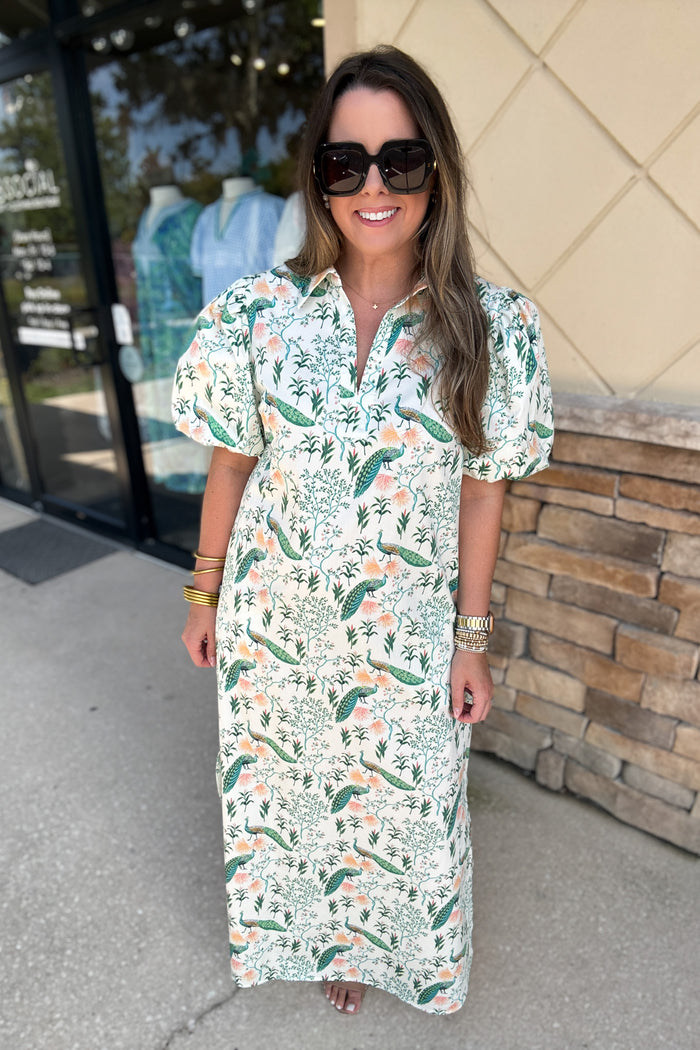 Peacock Garden Maxi Dress - B Social Boutique