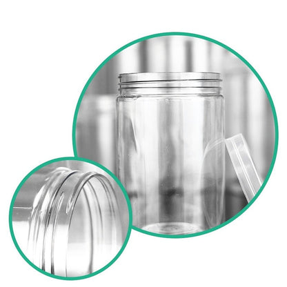 1000mL/89mm Neck Straight Sided Plastic Jar With Metal Lid - TEM IMPORTS™