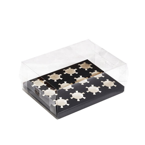 12 Cupcake Clear Box With Black Paper Tray - 5pcs/PK