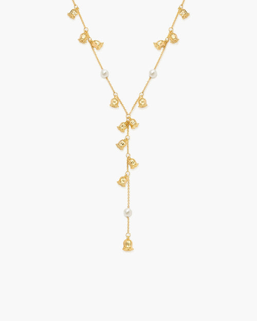 Lily of the Valley Pearl Lariat Necklace