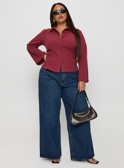 Anni Pinstripe Shirt Red Curve
