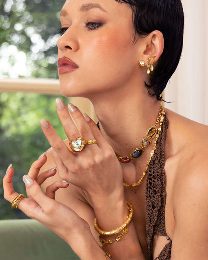 City Heart Watch Ring in Gold