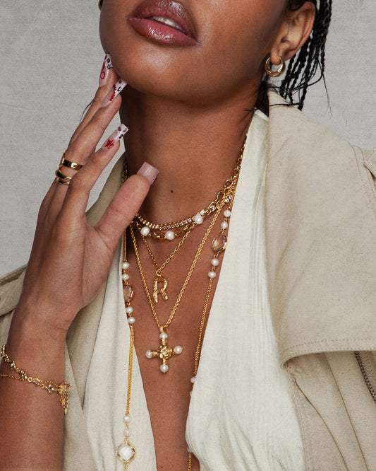 Florence Pearl Cross Necklace