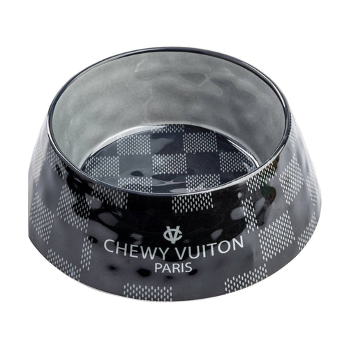 Haute Diggity Dog - Black Checker Chewy Vuiton Bowl