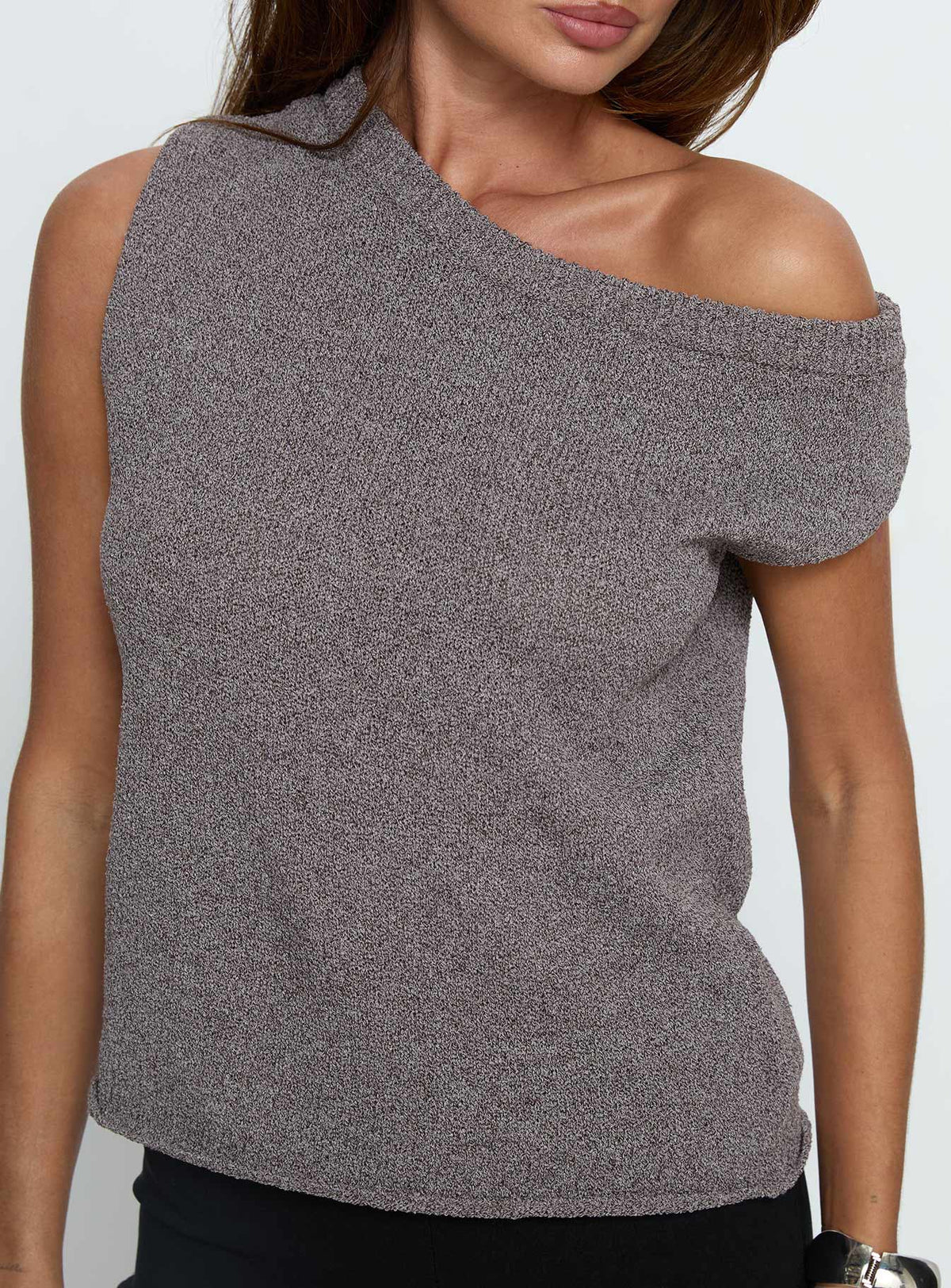 Ashfield Off Shoulder Top Dark Grey