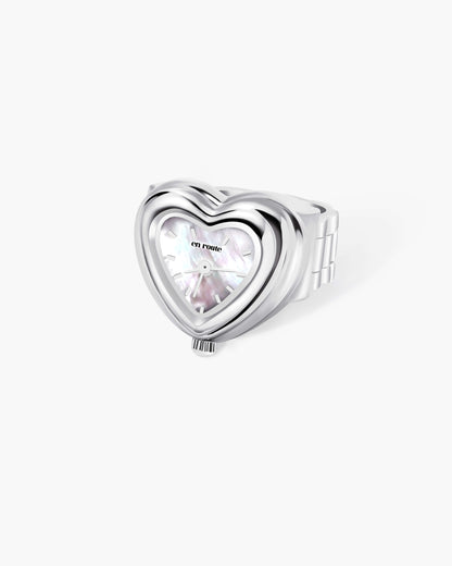 City Heart Watch Ring in Silver
