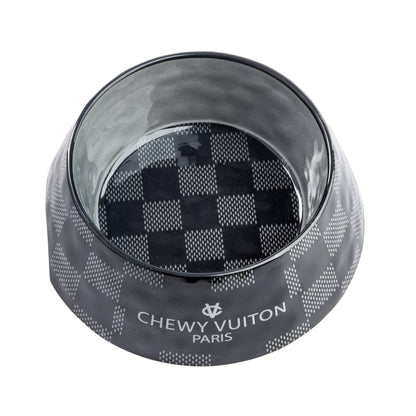 Haute Diggity Dog - Black Checker Chewy Vuiton Bowl
