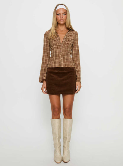 Araceli Corduroy Mini Skirt Brown