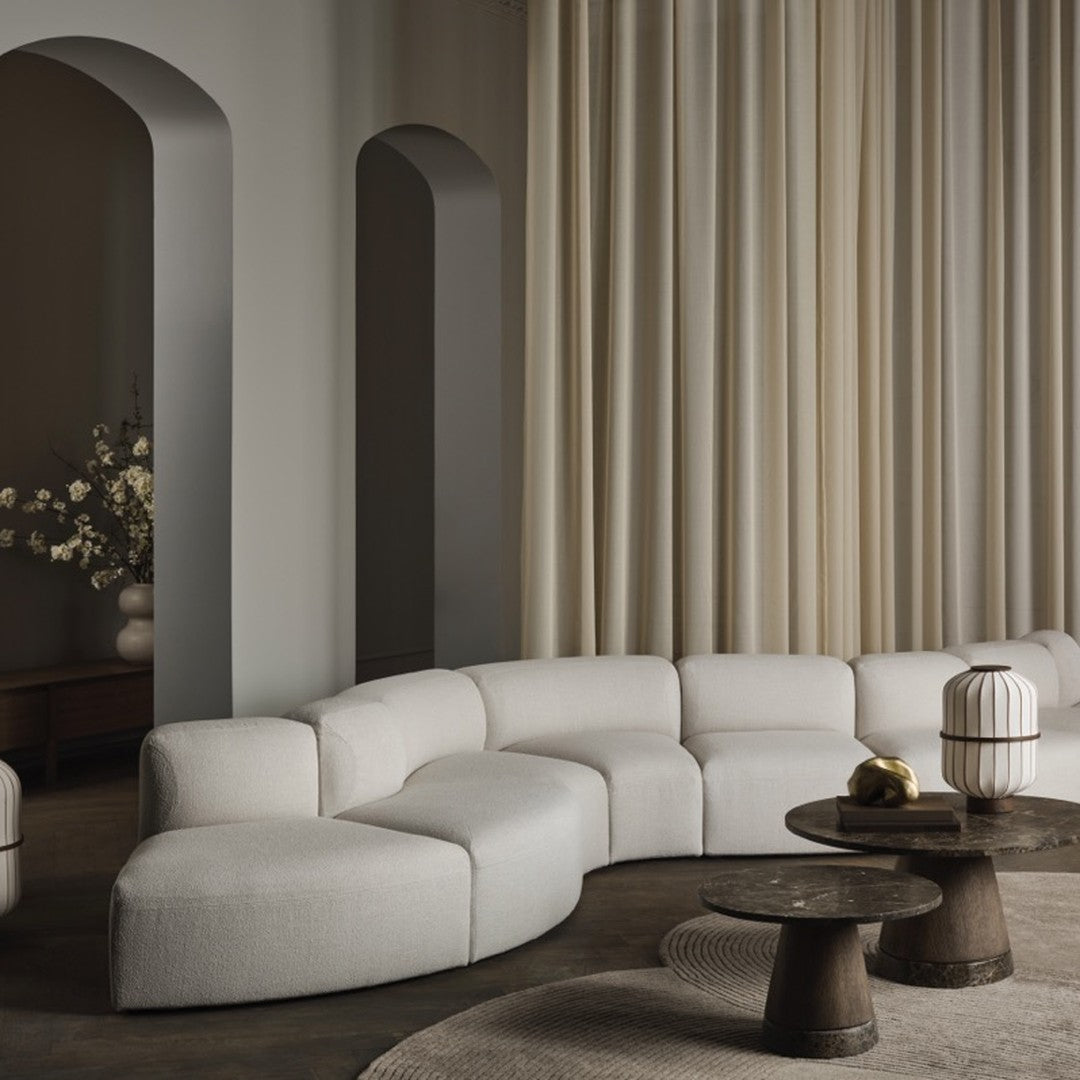 Angle Curved Semi-Circular Sofa w/ Center Pouf