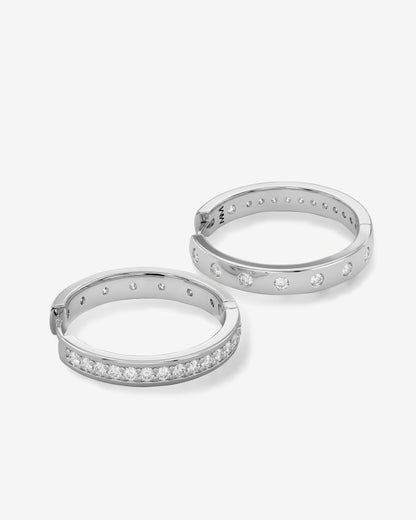 Ashley Infinity Reversible Hoops 1" - Silver|White Diamondettes