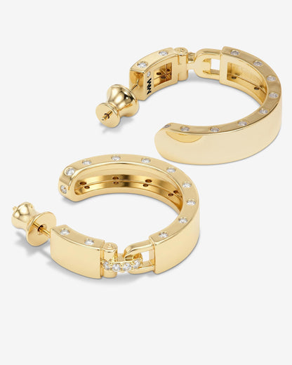 Ashley Lock Hoops 1" - Gold|White Diamondettes