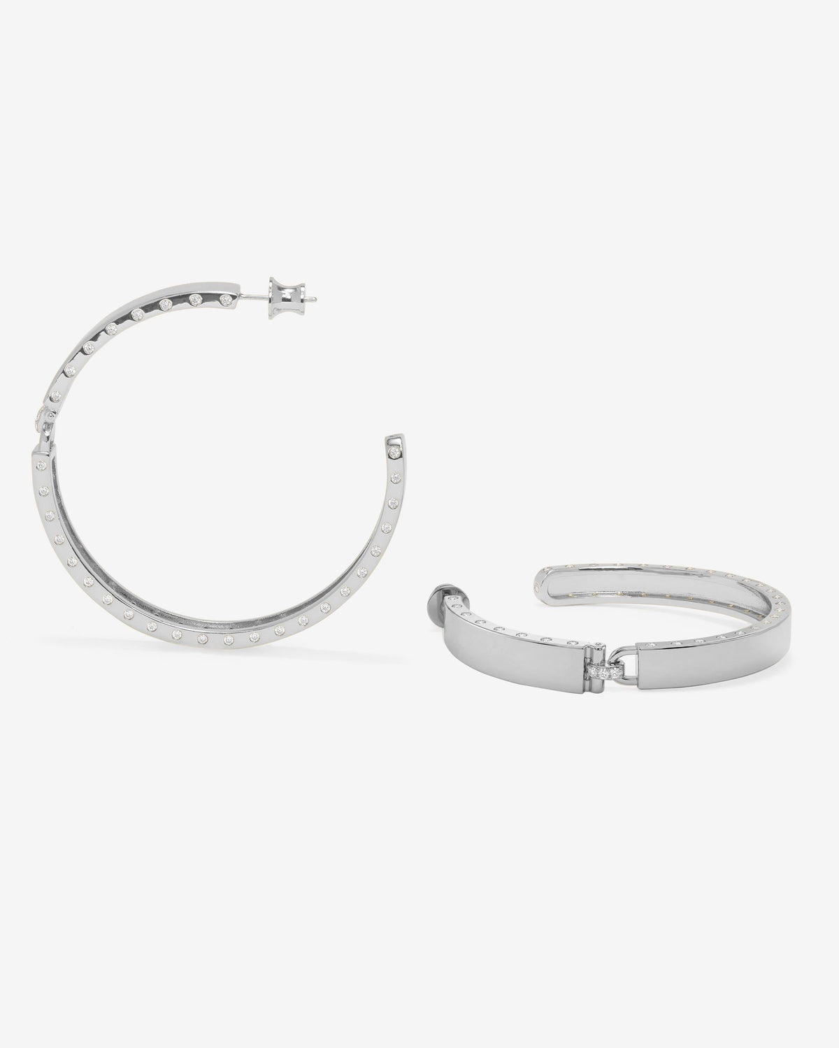 Ashley Lock Hoops 2" - Silver|White Diamondettes