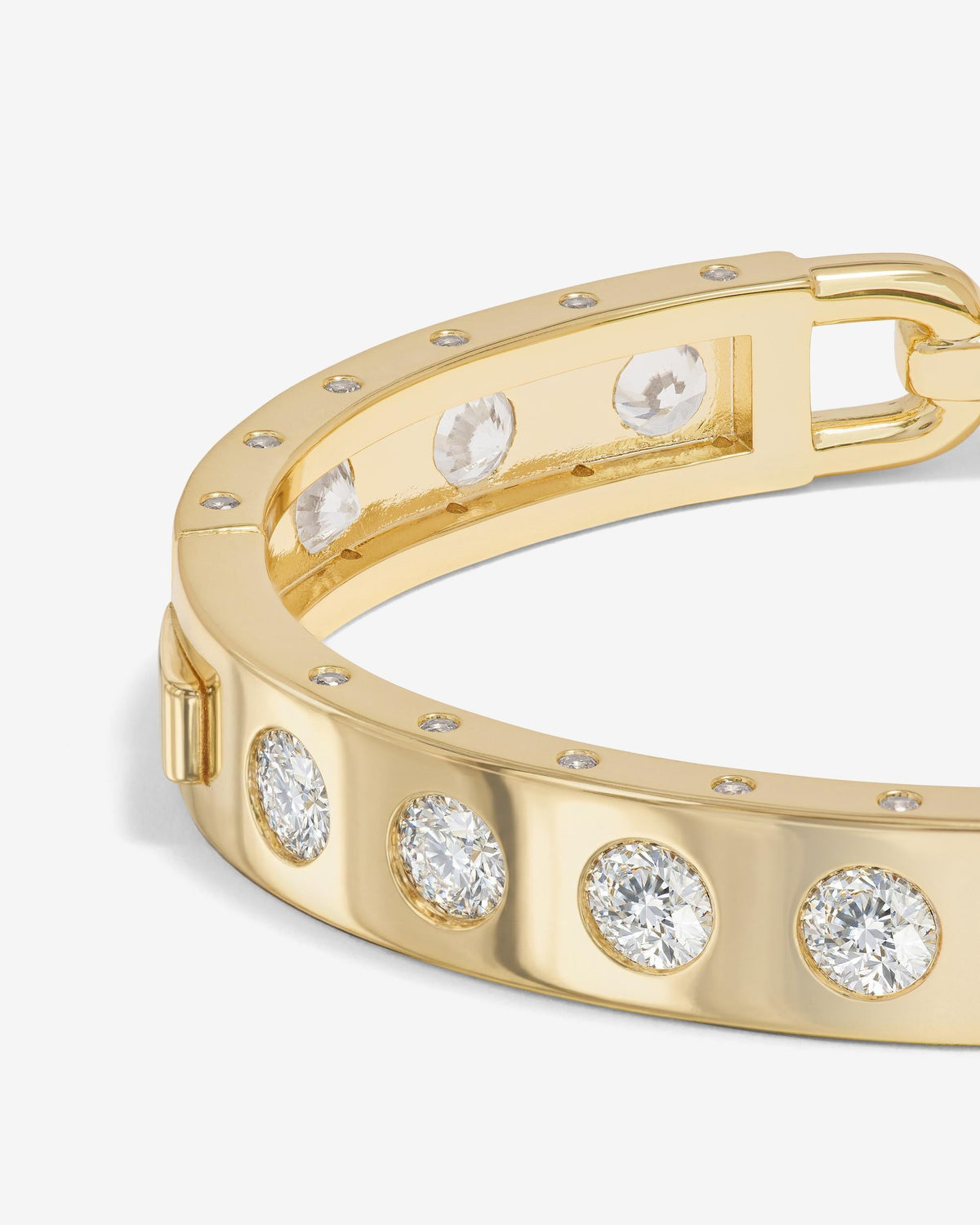 Ashley Rodeo Lock Cuff 9mm - Gold|White Diamondettes