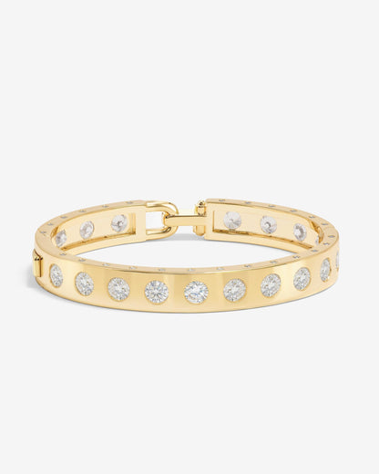 Ashley Rodeo Lock Cuff 9mm - Gold|White Diamondettes