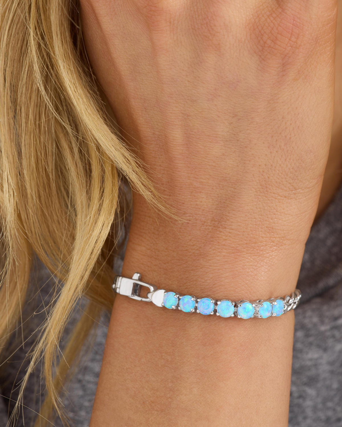 Julian Loves Opals Bracelet 5mm - Silver|Blue Opal