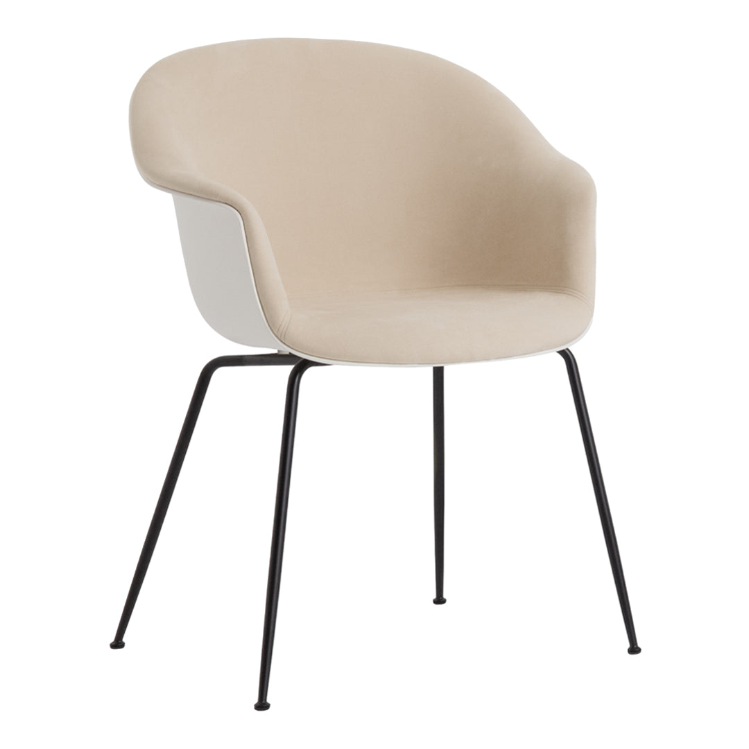 Bat Dining Chair - Black Matt Conic Base - Front Upholstered