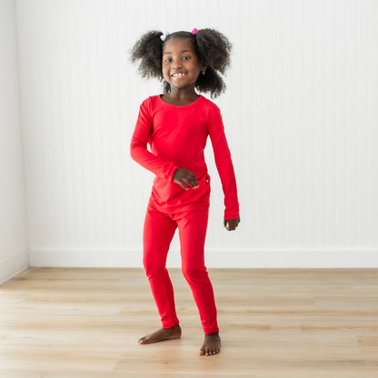 Long Sleeve Pajamas in Cardinal
