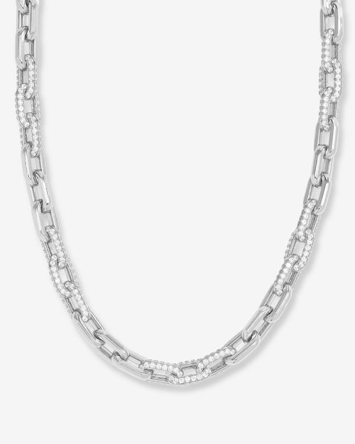 Frankie Pavé Chain Necklace 10mm - Silver|White Diamondettes