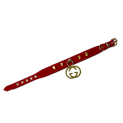 Grrrci Red Velvet Studded Collar