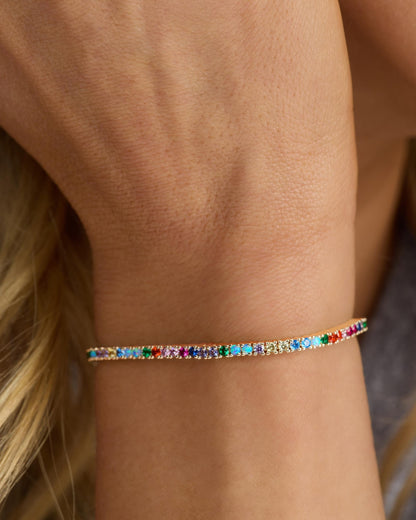 Heiress Tennis Bracelet 2mm - Gold|Multi Stone