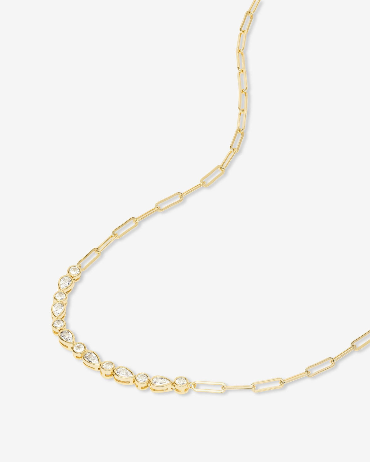 Isla Samantha Tennis Necklace - Gold|White Diamondettes