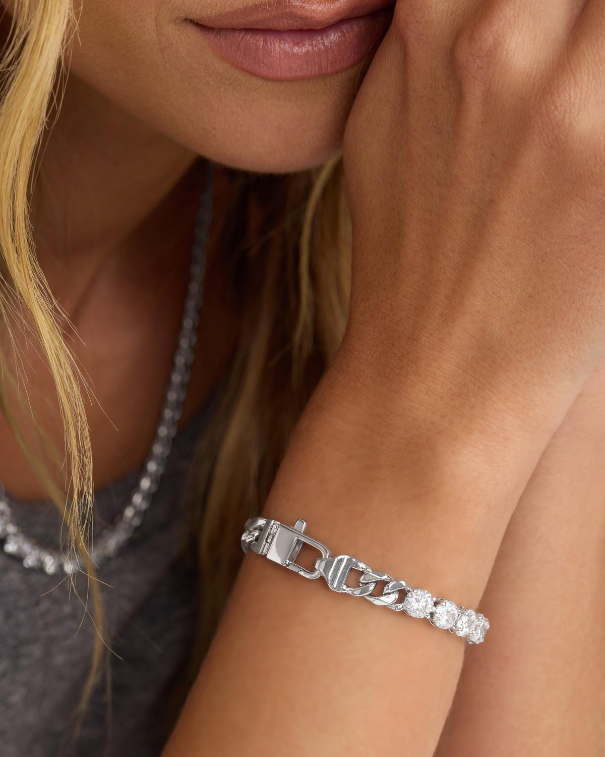 Julian Loves Diamonds Bracelet 6.8mm - Silver|White Diamondettes