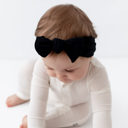 Knotted Bow Headband in Midnight