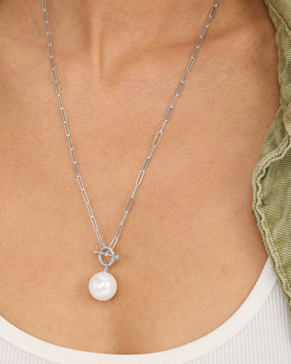 Life's A Ball Pearl Pendant Necklace - Silver