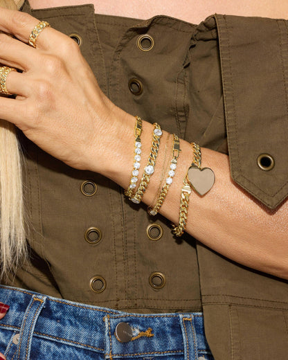 Julian Loves Diamonds Bracelet 5mm - Gold|White Diamondettes