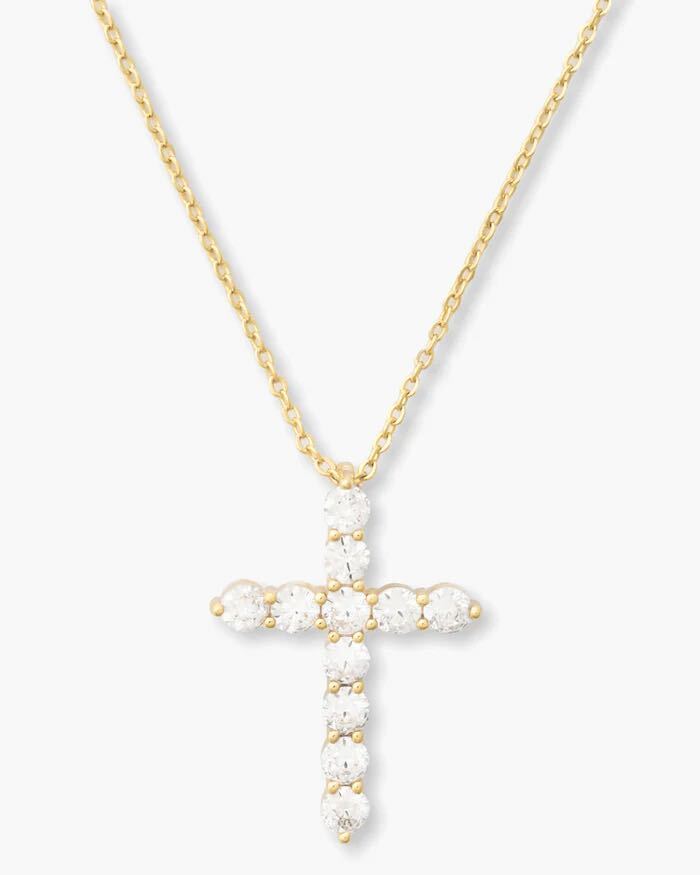 "Oh She Fancy" Cross Pendant - Gold|White Diamondettes