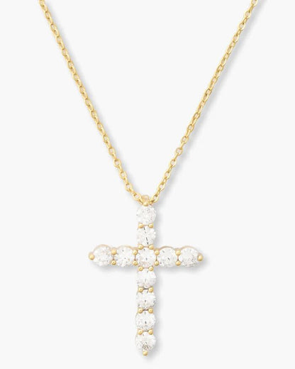 "Oh She Fancy" Cross Pendant - Gold|White Diamondettes