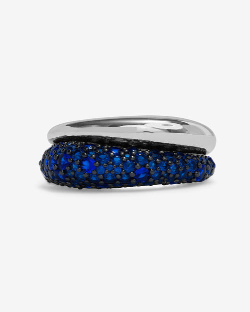 Norah Pavé Double Ring - Silver|Blue Sapphire