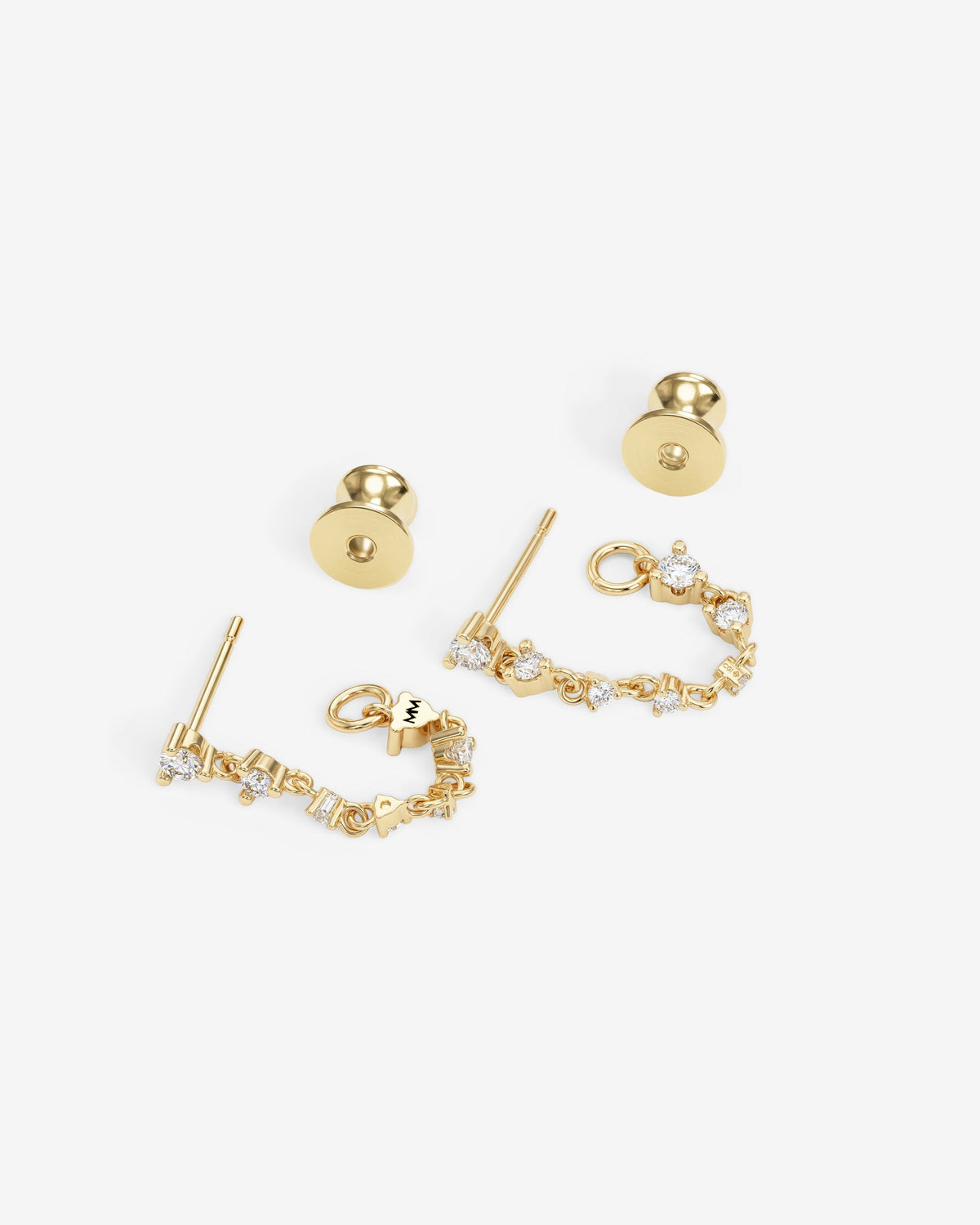 Not Your Basic Soft Hoop Earrings - Gold|White Diamondettes