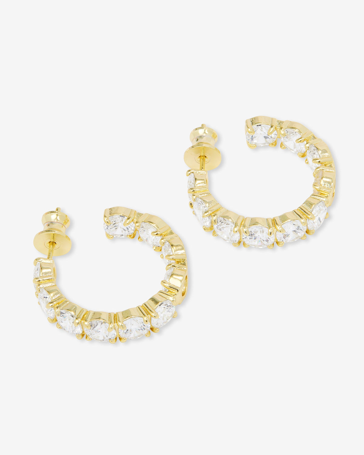 "Oh She Fancy" Hoops 1" - Gold|White Diamondettes