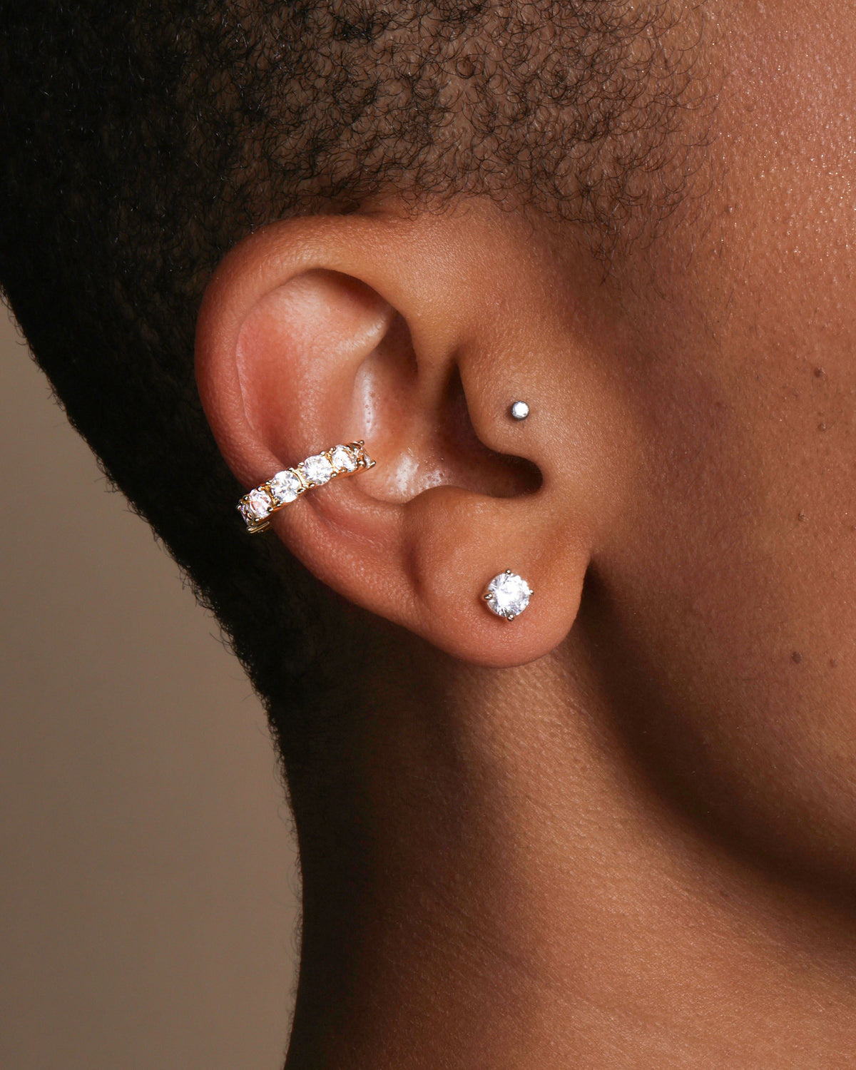 "Oh She Fancy" Ear Cuff - Gold|White Diamondettes
