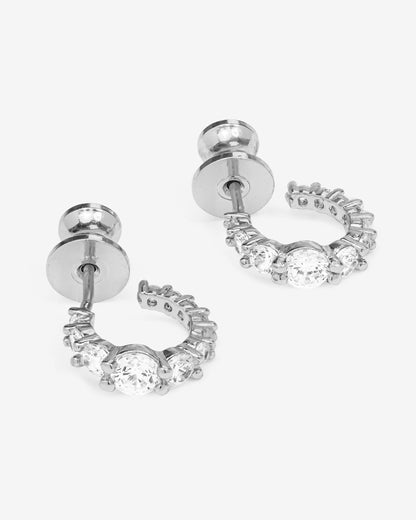 "Oh She Fancy" Graduated Huggies - Silver|White Diamondettes