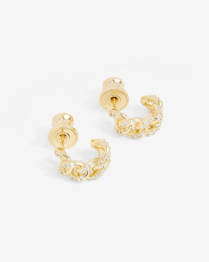 Pavé Julian Chain Huggies - Gold|White Diamondettes