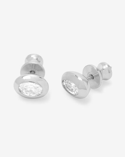 She's a Boss Studs 6mm - Silver|White Diamondettes