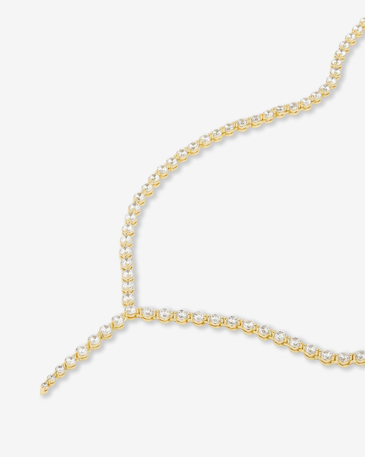 She's an Icon Lariat Tennis Necklace - Gold|White Diamondettes